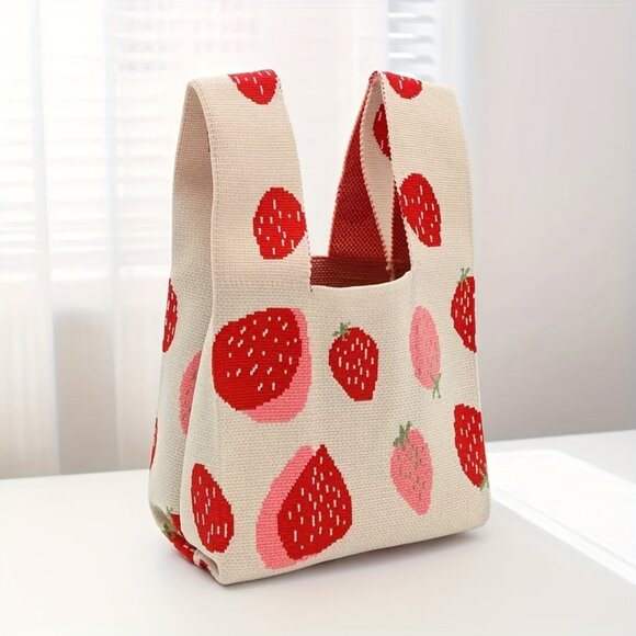Passionate Vacations Handbags - Travel Passions - Charming Strawberry Knitted Tote Bag